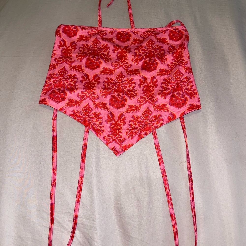 Pink Crop Top Ties from the Back